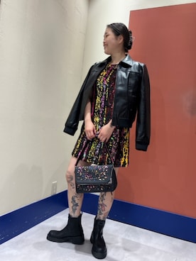 「Desigual（デシグアル）のアイテム（ライダースジャケット）」を使った、Desigual ディアモール STAFFさん（レディース・163cm）の秋コーディネート