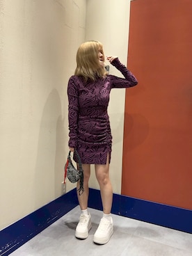 「アイテム（ワンピース/ドレス、パープル系）」を使った、Desigual ディアモール STAFFさん（レディース・151cm）の秋コーディネート
