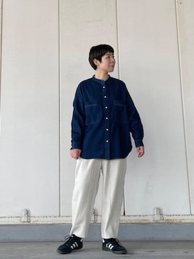 「かぐれ（カグレ）のリネンコットンサルエルパンツ（その他パンツ）」を使った、いわぶさん（レディース・168cm）の冬コーディネート