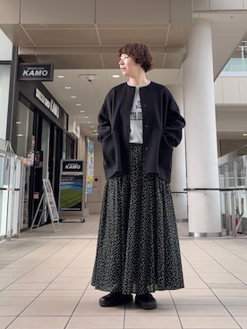 「アイテム（ノーカラージャケット）」を使った、いわぶさん（レディース・168cm）の秋コーディネート