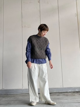 「かぐれ（カグレ）のコットン2タックワイドパンツ（その他パンツ）」を使った、いわぶさん（レディース・168cm）の秋コーディネート