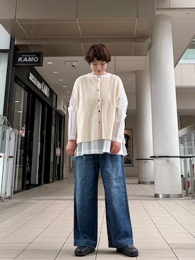 「かぐれ（カグレ）のアイテム（デニムパンツ）」を使った、いわぶさん（レディース・168cm）の秋コーディネート
