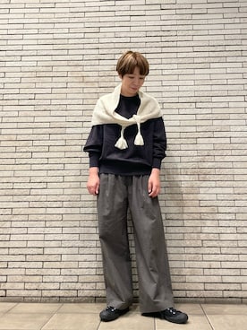 「アイテム（ストール/ショール）」を使った、いわぶさん（レディース・168cm）の秋コーディネート