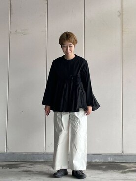 「かぐれ（カグレ）のコットン2タックワイドパンツ（その他パンツ）」を使った、いわぶさん（レディース・168cm）の秋コーディネート