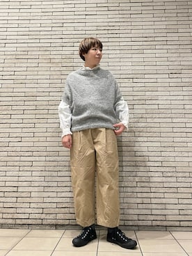 「かぐれ（カグレ）のアルパカルーズベスト（ニット/セーター）」を使った、いわぶさん（レディース・168cm）の秋コーディネート