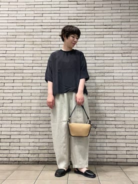 「MARCO BIANCHINI（マルコビアンチーニ）のアイテム」を使った、岩部恵さん（レディース・168cm）の夏コーディネート