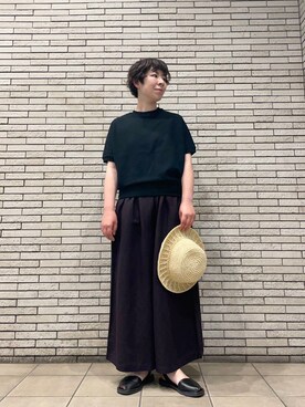 「かぐれ（カグレ）のサカリバーフレンチスリーブ（Tシャツ/カットソー）」を使った、いわぶさん（レディース・168cm）の夏コーディネート