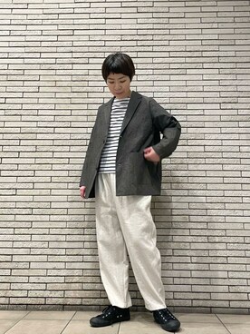 「かぐれ（カグレ）のリネンコットンサルエルパンツ（その他パンツ）」を使った、いわぶさん（レディース・168cm）の春コーディネート