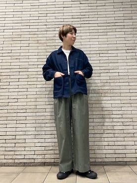 「アイテム（カバーオール）」を使った、いわぶさん（レディース・168cm）の秋コーディネート