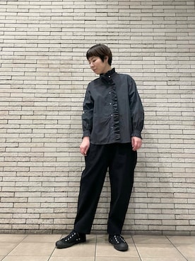 「かぐれ（カグレ）のリネンコットンサルエルパンツ（その他パンツ）」を使った、いわぶさん（レディース・168cm）の春コーディネート