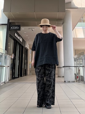 「URBAN RESEARCH DOORS（アーバンリサーチドアーズ）のラフィアハット（ハット、ベージュ系）」を使った、いわぶさん（レディース・168cm）の夏コーディネート