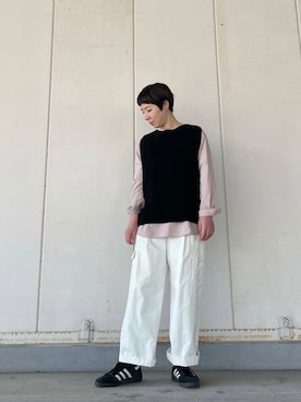 ドライコットンニットベストを使った人気ファッションコーディネート