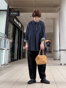 「かぐれ（カグレ）のデニムプルオーバーシャツ（シャツ/ブラウス、ブルー系）」を使った、いわぶさん（レディース・168cm）の秋コーディネート