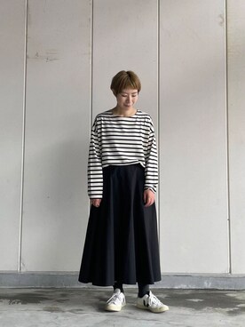 「かぐれ（カグレ）のボーダーワイドカットソー（Tシャツ/カットソー）」を使った、いわぶさん（レディース・168cm）の秋コーディネート