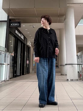 「かぐれ（カグレ）のアイテム（デニムパンツ）」を使った、いわぶさん（レディース・168cm）の秋コーディネート