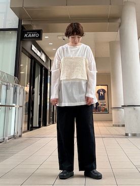 「かぐれ（カグレ）のカッティング刺繍キャミソール（キャミソール、ホワイト系）」を使った、いわぶさん（レディース・168cm）の秋コーディネート