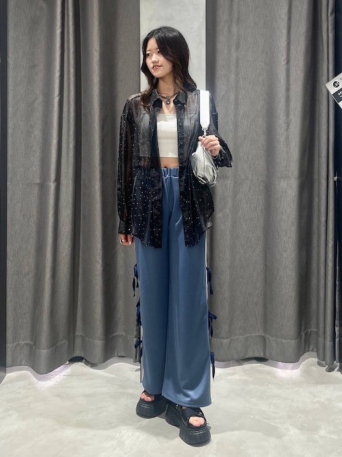 セール】ラインストーンシアーシャツ（シャツ/ブラウス）｜PAGEBOY