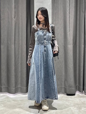 「デニムワンピース」｜meiさん（レディース・166cm・20代）の冬コーディネート