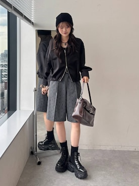 「PAGEBOY（ページボーイ）のリンクセットショート/ハーフパンツ【セットアップ対応】（その他パンツ、その他）」を使った、meiさん（レディース・166cm）の秋コーディネート
