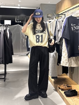 「PBLIM（ページボーイリム）のアイテム（キャップ）」を使った、meiさん（レディース・167cm）の春コーディネート