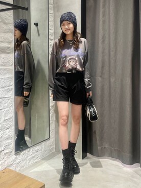 「PAGEBOY（ページボーイ）のレトロボストンBAG（ショルダーバッグ）」を使った、meiさん（レディース・166cm）の秋コーディネート