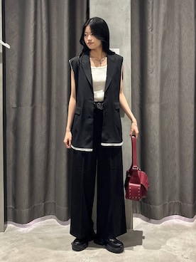「ベスト」｜「アイテム（その他アウター）」を使った、meiさん（レディース・166cm）の夏コーディネート