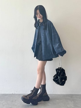 「PBLIM（ページボーイリム）の《UNISEX》ソフトスウェードブルゾン（ブルゾン）」を使った、meiさん（レディース・167cm）の夏コーディネート