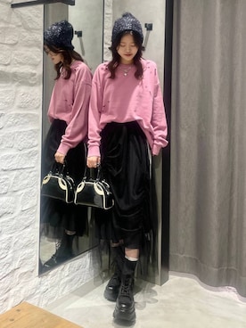 「PAGEBOY（ページボーイ）のレトロボストンBAG（ショルダーバッグ）」を使った、meiさん（レディース・166cm）の秋コーディネート