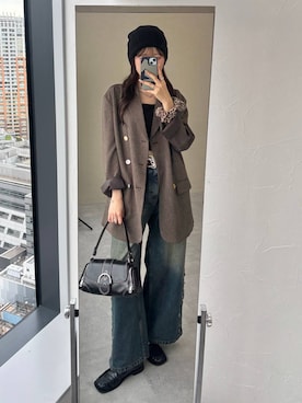 「PAGEBOY（ページボーイ）のヴィンテージバックルベルト2（ベルト）」を使った、meiさん（レディース・167cm）の秋コーディネート