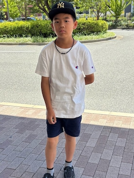 「Champion（チャンピオン）のアイテム」を使った、yushinteradaさん（キッズ・137cm）の夏コーディネート