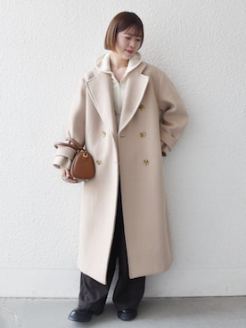 「アイテム（チェスターコート）」を使った、五月女さん（レディース・162cm）の冬コーディネート