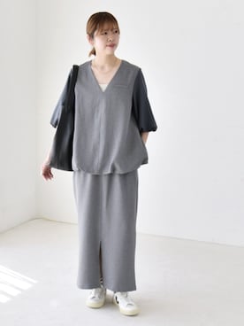 「Vネック」｜五月女さん（レディース・162cm）の春コーディネート