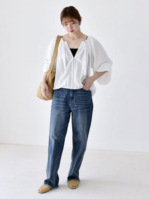 美品✨セオリー CRUSHED SATIN ブルゾン お家洗い可 ネイビー S quaranciel:〈洗濯機可能〉シアー ドロスト ギャザー ショート