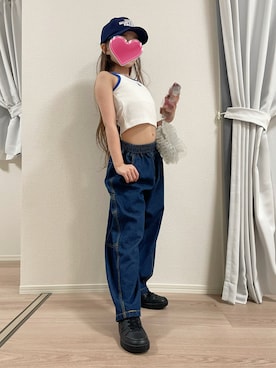 「MLB（メジャーリーグベースボール）のアイテム」を使った、yukinoさん（キッズ・126cm）の春コーディネート