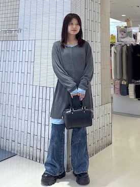 「PAGEBOY（ページボーイ）のレースアップソックスブーツ 【3サイズ展開・軽量】（ブーツ、ブラック系）」を使った、emiri0712さん（レディース・147cm）の春コーディネート