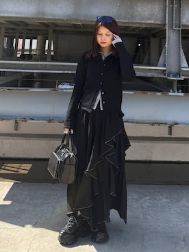 「PAGEBOY（ページボーイ）のプラットチャンキースニーカー【3サイズ展開・軽量】（スニーカー、ブラック系）」を使った、emiri0712さん（レディース・147cm）の春コーディネート