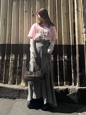 「PAGEBOY（ページボーイ）のプラットチャンキースニーカー【3サイズ展開・軽量】（スニーカー、ブラック系）」を使った、emiri0712さん（レディース・147cm）の春コーディネート