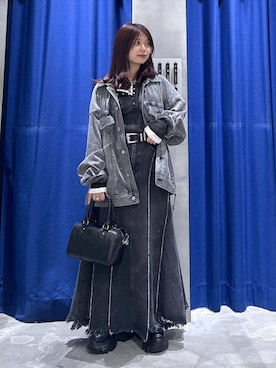 「PAGEBOY（ページボーイ）のモードバックルベルト3（ベルト、ブラック系）」を使った、emiri0712さん（レディース・147cm）の冬コーディネート