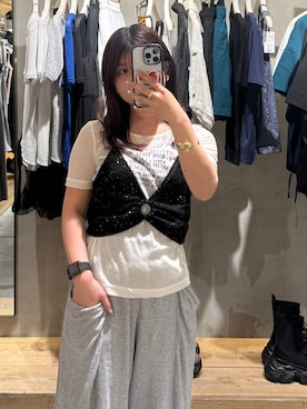 「PAGEBOY（ページボーイ）のデカポウラケパンツ【4color・2size】（スウェットパンツ、グレー系）」を使った、emiri0712さん（レディース・147cm）の春コーディネート