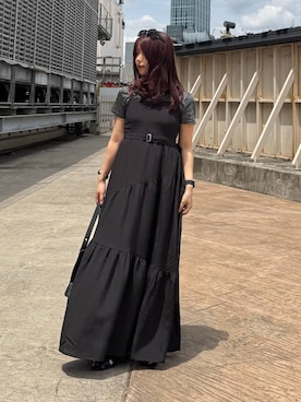 「PAGEBOY（ページボーイ）のハトメミュールサンダル（サンダル、ブラック系）」を使った、emiri0712さん（レディース・147cm）の夏コーディネート
