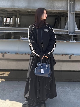 「PAGEBOY（ページボーイ）のプラットチャンキースニーカー【3サイズ展開・軽量】（スニーカー、ブラック系）」を使った、emiri0712さん（レディース・147cm）の春コーディネート