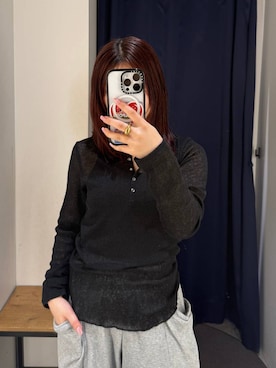 「PAGEBOY（ページボーイ）のデカポウラケパンツ【4color・2size】（スウェットパンツ、グレー系）」を使った、emiri0712さん（レディース・147cm）の冬コーディネート