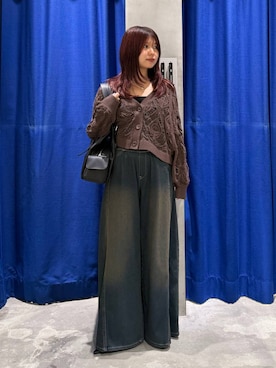 「PAGEBOY（ページボーイ）の＜まるでデニム見え！/紫外線カット/接触冷感/ストレッチ＞マルデニメガレッグパンツ（デニムパンツ、グリーン系）」を使った、emiri0712さん（レディース・147cm）の夏コーディネート