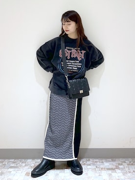 「PBLIM（ページボーイリム）の【PAGEBOYLIM】ロックジャケットスウェット（スウェット）」を使った、emiri0712さん（レディース・147cm）の秋コーディネート