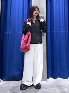 「PAGEBOY（ページボーイ）のレースアップソックスブーツ 【3サイズ展開・軽量】（ブーツ、ブラック系）」を使った、emiri0712さん（レディース・147cm）の春コーディネート