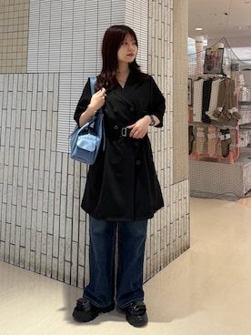 「PAGEBOY（ページボーイ）のクラシックストレート【3color/4size】（スラックス、ブルー系）」を使った、emiri0712さん（レディース・147cm）の夏コーディネート