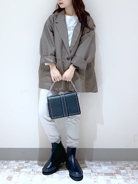 「PAGEBOY（ページボーイ）のチェーンスタッズショルダー（ショルダーバッグ）」を使った、emiri0712さん（レディース・147cm）の秋コーディネート