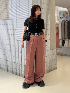 「PAGEBOY（ページボーイ）のレースアップソックスブーツ 【3サイズ展開・軽量】（ブーツ、ブラック系）」を使った、emiri0712さん（レディース・147cm）の春コーディネート