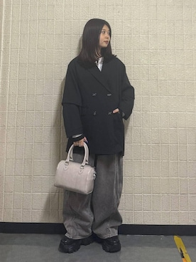 「PAGEBOY（ページボーイ）のプラットチャンキースニーカー【3サイズ展開・軽量】（スニーカー、ブラック系）」を使った、emiri0712さん（レディース・147cm）の春コーディネート