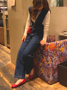 「ほめられ本命コーデ」｜「アイテム（サロペット/オーバーオール）」を使った、ma-さん（レディース・160cm）の冬コーディネート